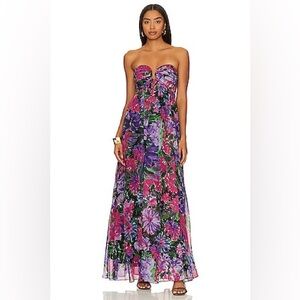 Milly Strapless Floral Maxi Dress - Purple & Pink